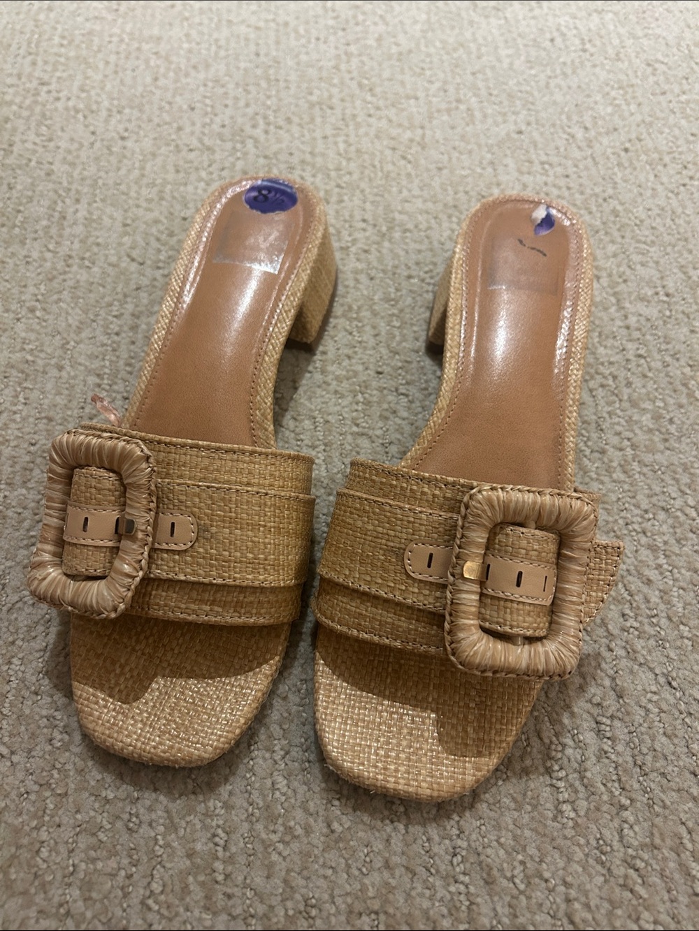 Dolce Vita Woven Buckle Slide Heels in Natural Tan - Women